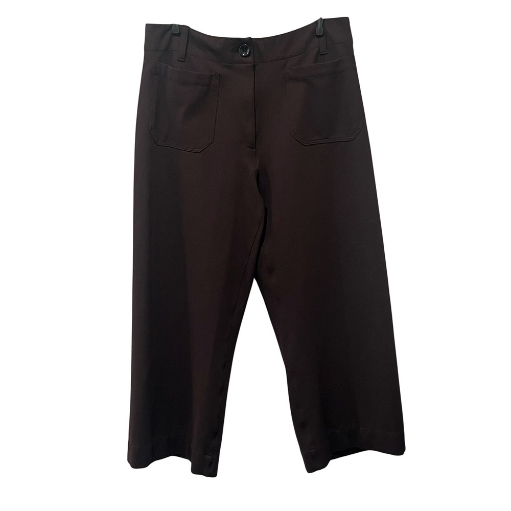 Quince Ultra-Stretch Ponte Cropped Wide Leg Pants Espresso Brown Womens 14